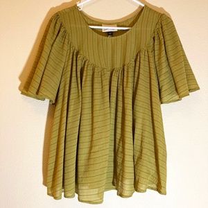 NWT Green/Gold yoked summer top, Wmns size XL